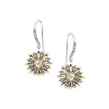 Sunflower Drop Earrings, Sterling Silver and 18K Gold