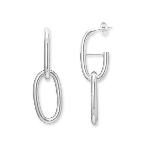 Oval Loop Dangle Earrings, Sterling Silver