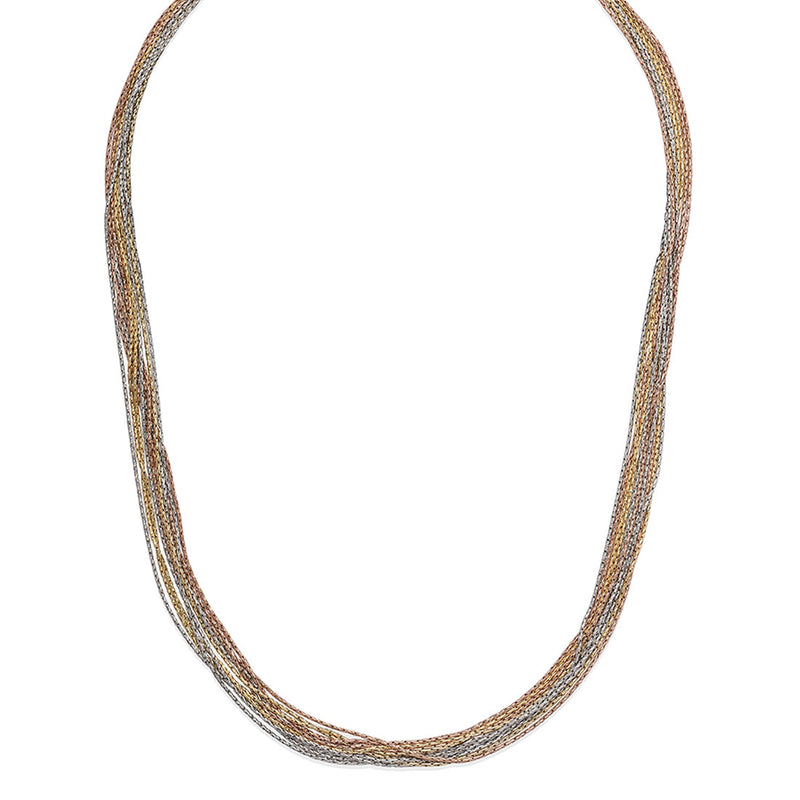 Multi-Strand Necklace, 18 Inches, Sterling with Gold Plating
