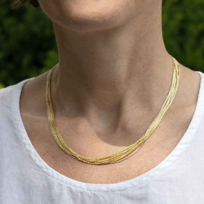 Multi-Strand Magic Necklace, 18 Inches, Sterling with Gold Plating