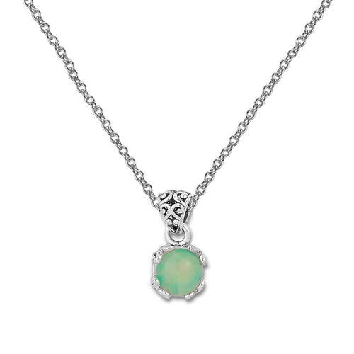 Round Opal Pendant, Sterling Silver