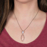 Rose Quartz and Chalcedony Pendant, Sterling Silver