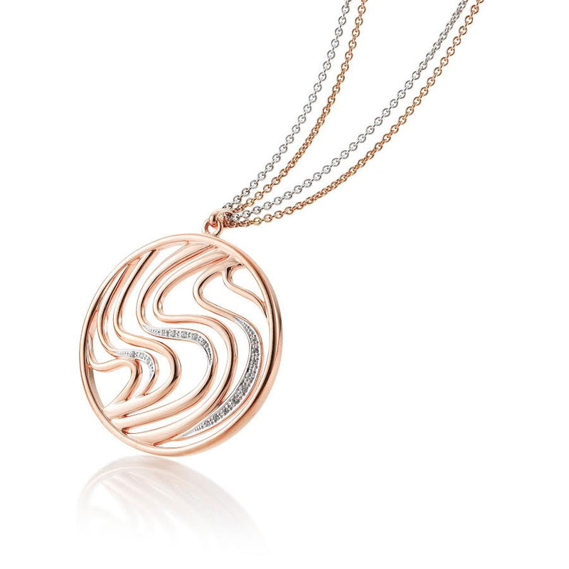 Open Wave Medallion Pendant, Sterling and Rose Gold Vermeil