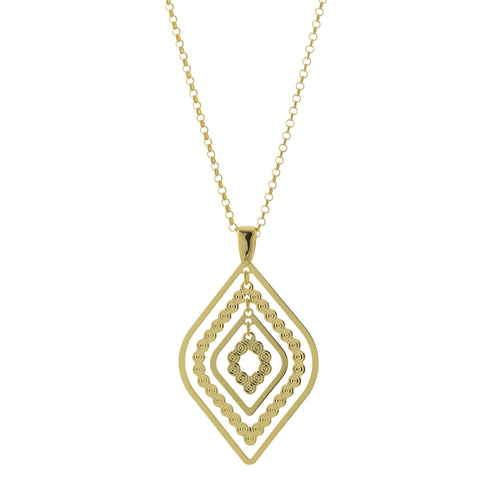 Marquise Shape Open Design Pendant, Gold Plated