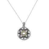 Floral Open Medallion Pendant, Sterling Silver and 18K Gold