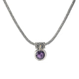 Amethyst Drop Necklace, Sterling Silver and 18K Yellow Gold