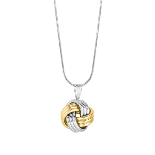 Two Tone Love Knot Pendant, 18 Inches, Vermeil
