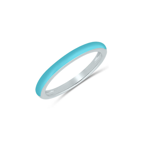 Turquoise Enamel Stacking Ring, Sterling Silver