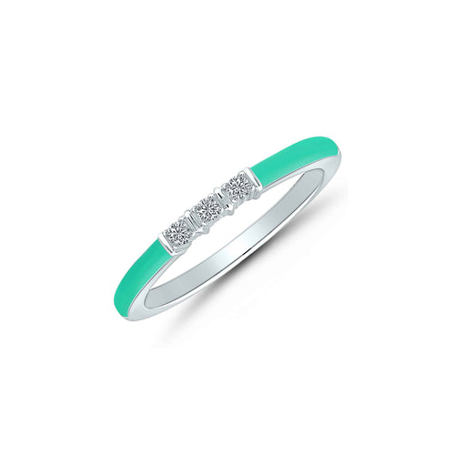 Turquoise Enamel and Diamond Ring, Sterling Silver