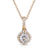 14K Yellow Gold Diamond Pendant, Cushion Cut Diamond .71 Carat, Accent Diamonds Total .09 Carat,18"