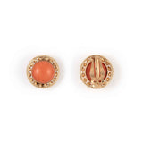 Pre-Owned Coral Button Clip-On Earrings, 14K Yellow Gold