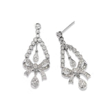 Bow Design Diamond Chandelier Earrings, 18K White Gold