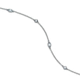 Ankle Bracelet with Marquise and Round CZ, Sterling Silver