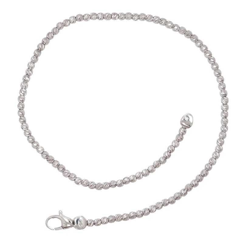 Faceted Beads Ankle Bracelet, Sterling Silver