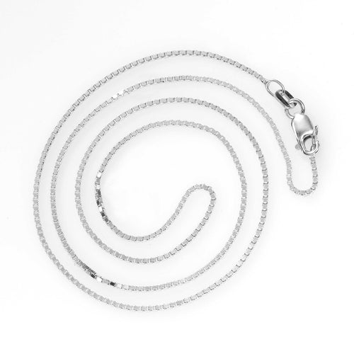 Rounded Box Link Necklace, 18 or 24 Inches, Sterling Silver
