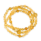 Citrine Beads and Yellow Gold Beads Stretchy Bracelet