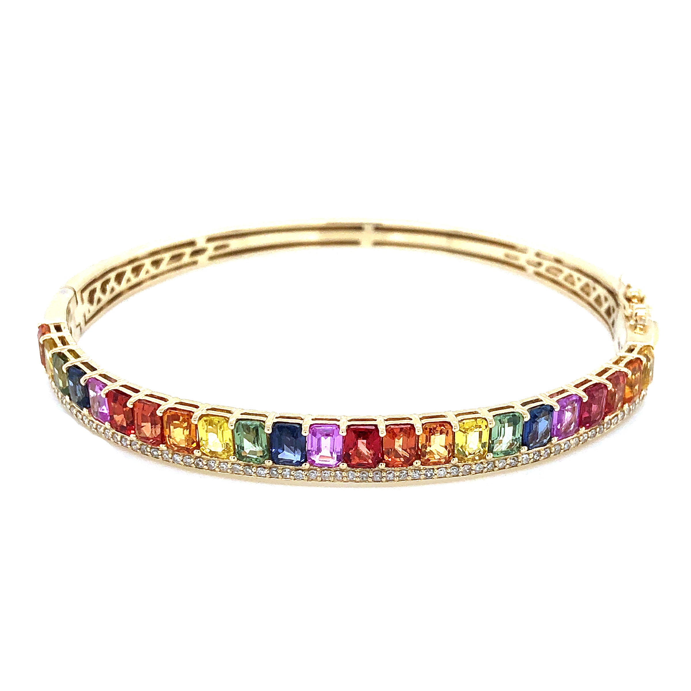 Shop Rainbow Sapphire Tennis Bracelet in 18k Rose Gold Online