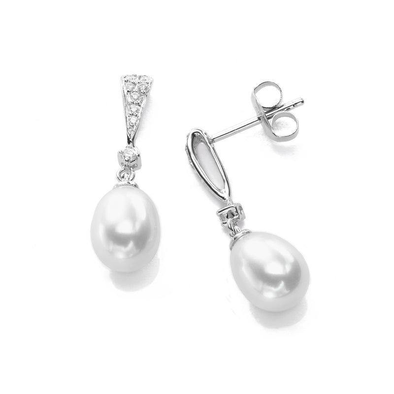 Freshwater Cultured Pearl and Diamond Earrings, 14K White Gold