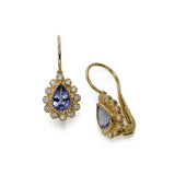 Tanzanite and Diamond Drop Earrings, 14K Yellow Gold