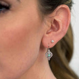 Vintage Style Emerald and Diamond Earrings, 14K White Gold