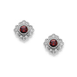 Vintage Style Ruby and Diamond Earrings, 14K White Gold
