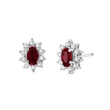 Oval Ruby and Diamond Earrings, 14K White Gold