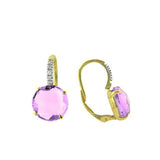'Lavender Amethyst' and Diamond Drop Earrings, 14K Yellow Gold