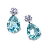 Blue Topaz, Iolite and Diamond Drop Earrings, 14K White Gold