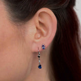 Delicate Sapphire and Diamond Drop Earrings, 14K White Gold