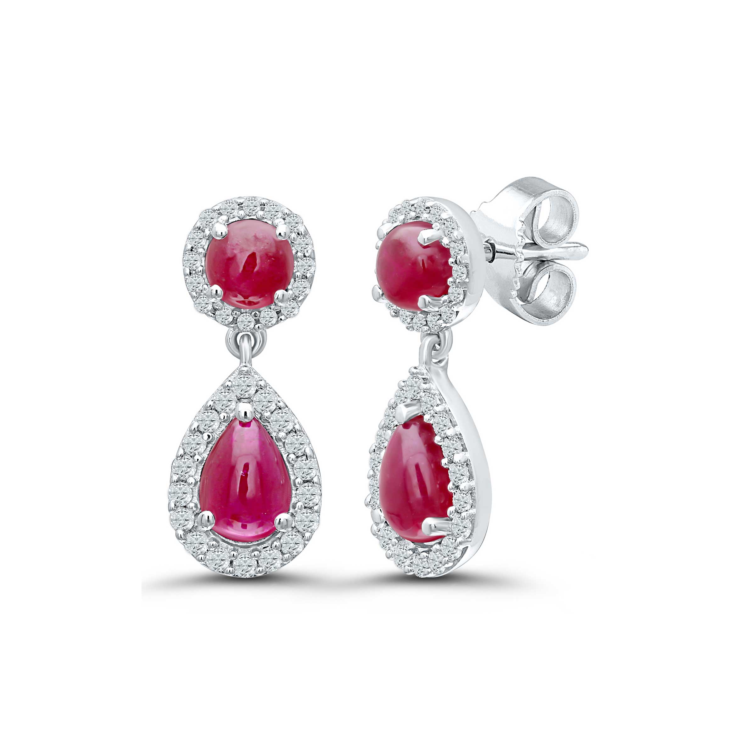 Riyo Real Gemstones fancy Cabochon Red Indian Ruby Silver Earrings bla –  Riyo Gems