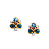 Sapphire and Diamond Cluster Earrings, 18K Yellow Gold