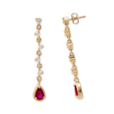 Ruby and Diamond Dangle Earrings, 14K Yellow Gold