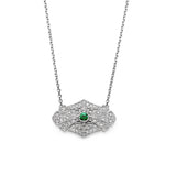 Vintage Style Diamond Center Necklace, 14K White Gold