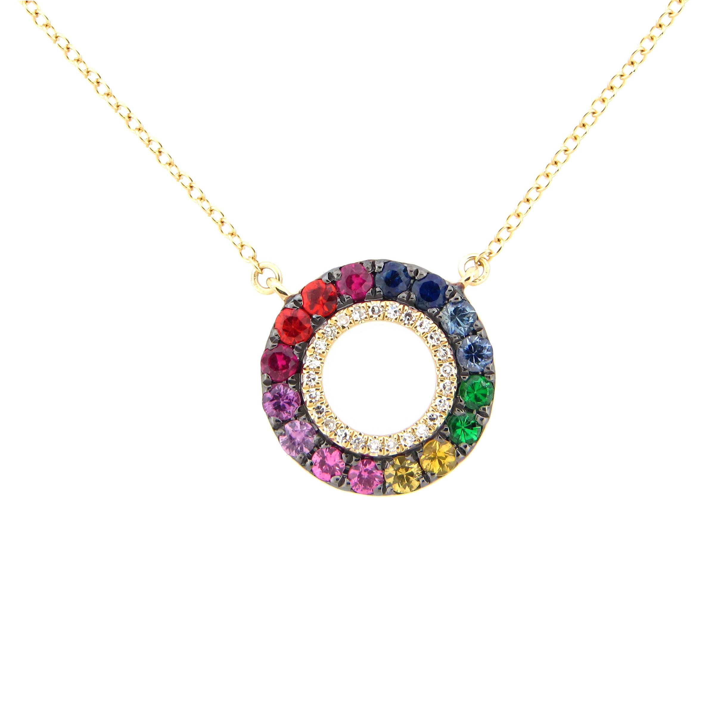 Multicolored Gemstone Rainbow Pendant Necklace | sillyshinydiamonds