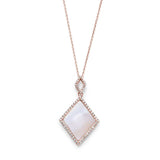 Dyed Pink Mother of Pearl and Diamond Pendant, 14K Rose Gold
