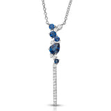 Lariat Style Sapphire and Diamond Necklace, 14K White Gold
