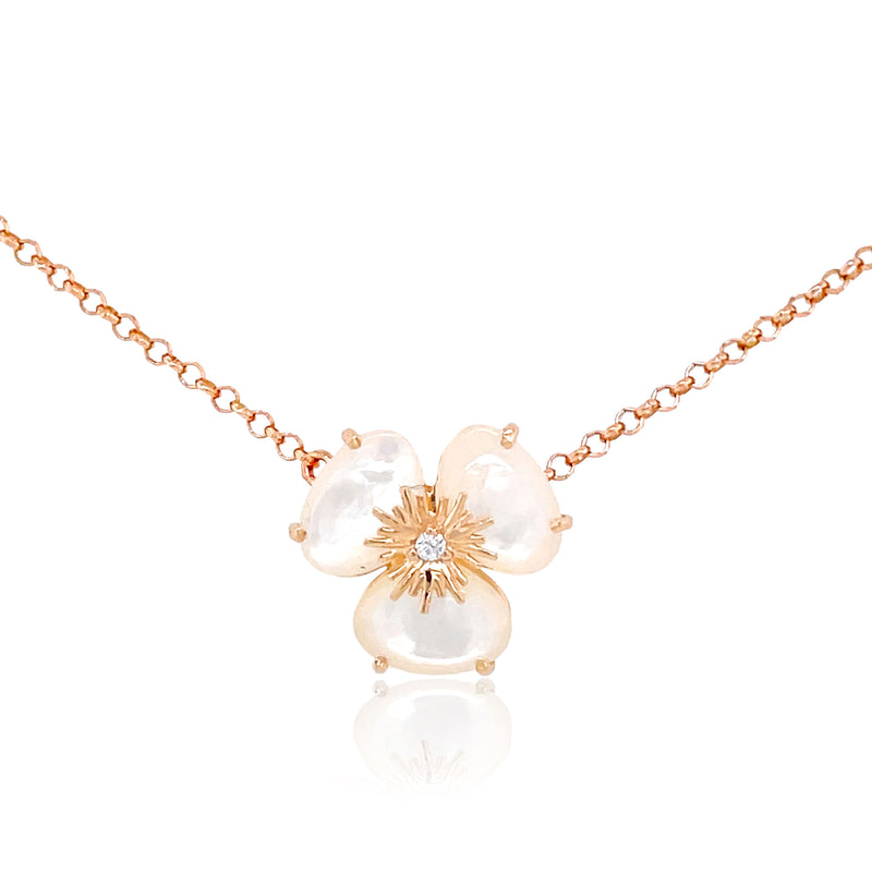 Color Blossom Necklace, Pink Gold, White Gold, Pink Opal, White  Mother-Of-Pearl And Diamonds - Jewelry - Collections