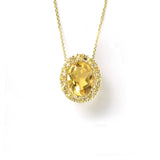 Oval Yellow Sapphire and Citrine Pendant, 14K Yellow Gold