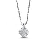 Square Pavé Set Diamond Pendant, Sterling Silver