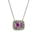 Pink Sapphire and Diamond Necklace, 18K White Gold