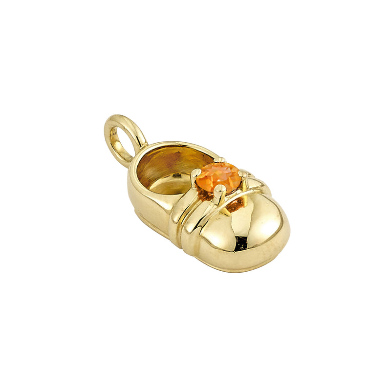 Citrine Baby Shoe Charm, 14K Yellow Gold
