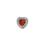 Ruby and Diamond Heart Halo Pendant, 14K White Gold