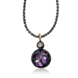 Amethyst Pendant with Diamond, Oxidized Sterling Silver, by Jane Bohan