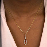 Pear Shape Amethyst and Diamond Pendant, 14K Rose Gold
