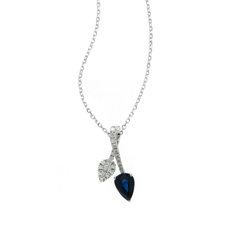 Sapphire and Diamond Petals Pendant, 14K White Gold