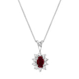 Oval Ruby and Diamond Pendant, 14K White Gold