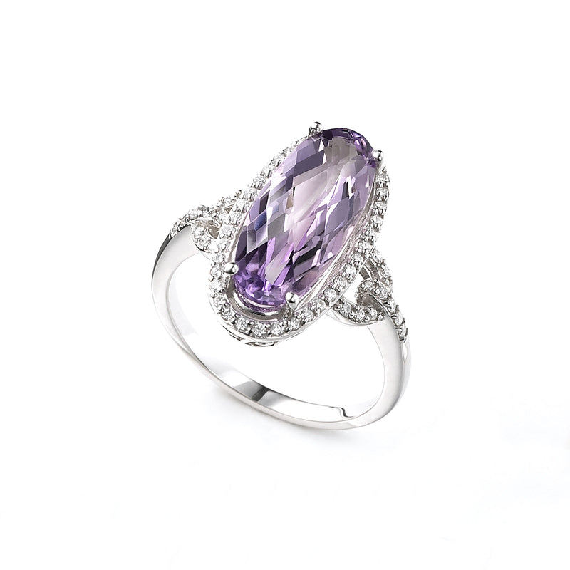 Amethyst and Diamond Ring, 14K White Gold