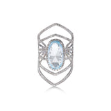 Blue Topaz and Diamond Statement Ring, 14K White Gold