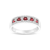 Vintage Design Ruby and Diamond Ring, 14K White Gold