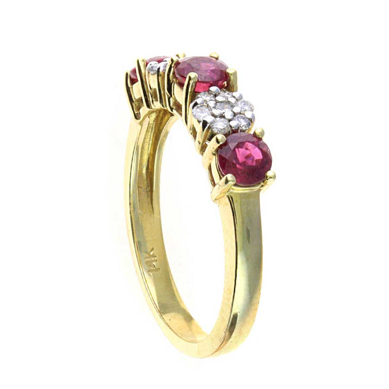Ruby and Diamond Band Ring, 14K Yellow Gold